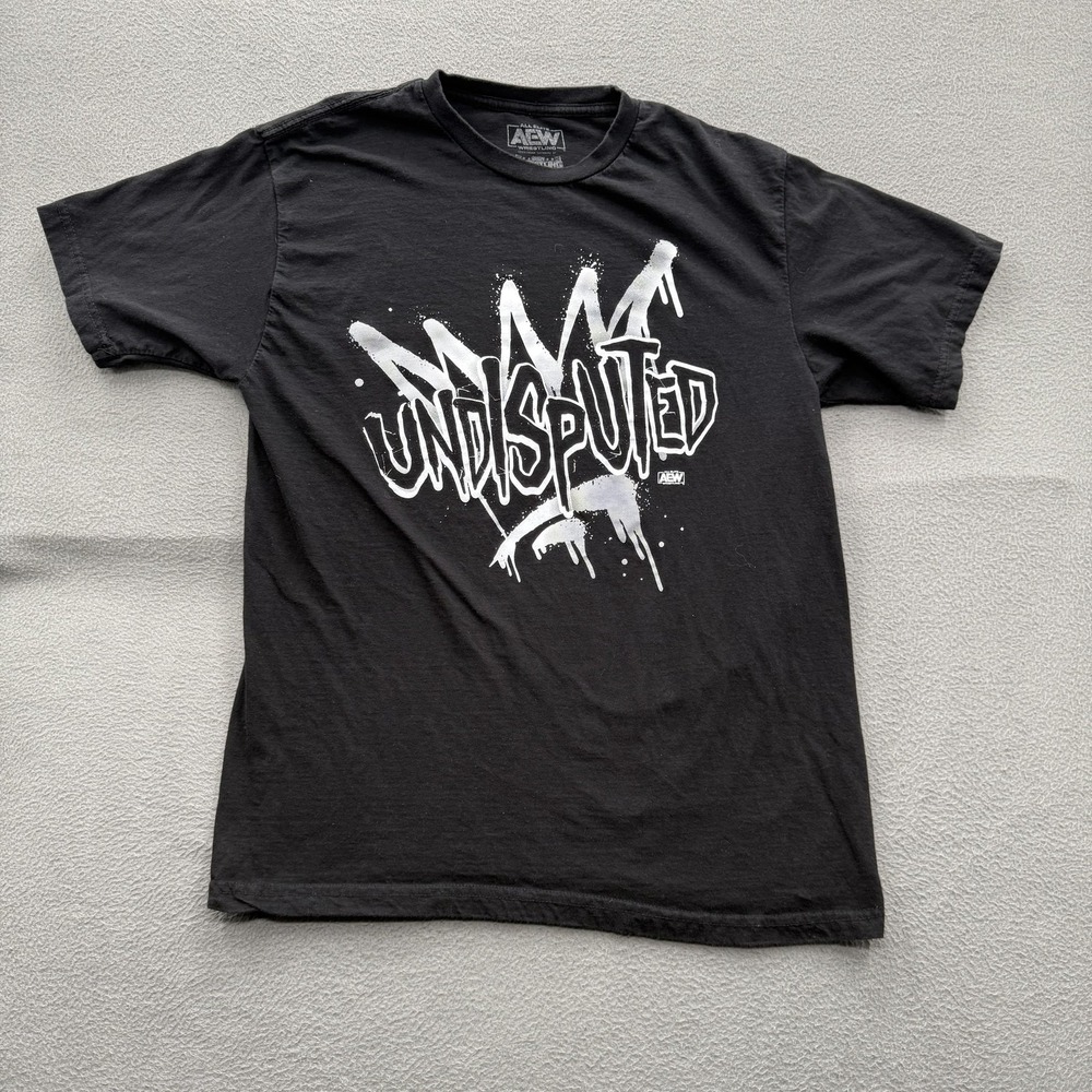 AEW Undisputed Shirt Mens Large Black Wrestling Graphic Tee Tagless Cotton